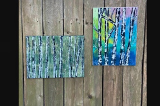 Birch Paradise - String Pull Painting